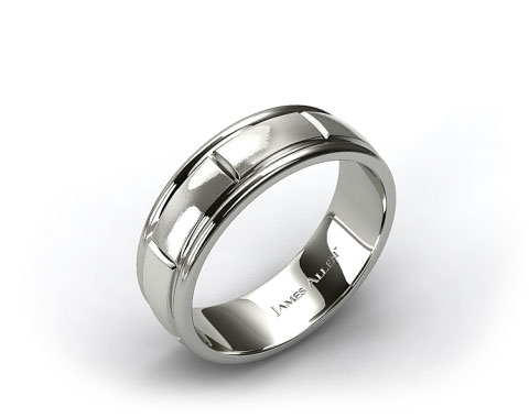 6mm Slightly Flat Comfort Fit 18k White Gold Mens Wedding Band